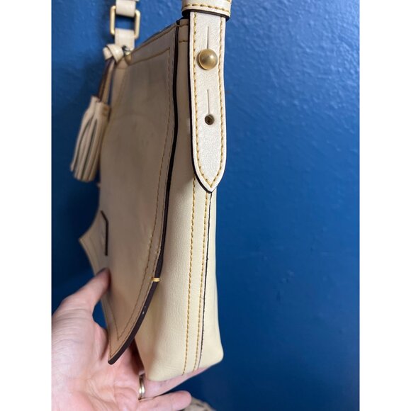 Dooney & Bourke Vintage Cream Leather Crossbody Bag With Tassel - Picture 7 of 16